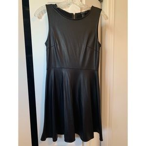 Forever 21 black leather imitation dress
